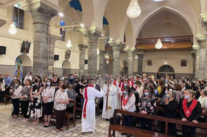 جانب من الاحتفال بعيد "مار توما" رسول المشرق في كنيسة ام الاحزان بالعاصمة بغداد يوم امس.